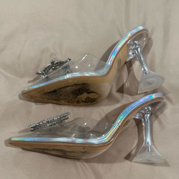 Lulus Silver Holographic pointed Heels - Picture 2 of 4